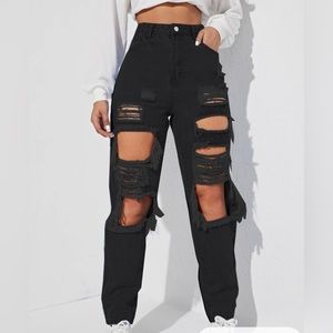 SHEIN black oversized ripped jeans - XS or size 2 - AMAZING